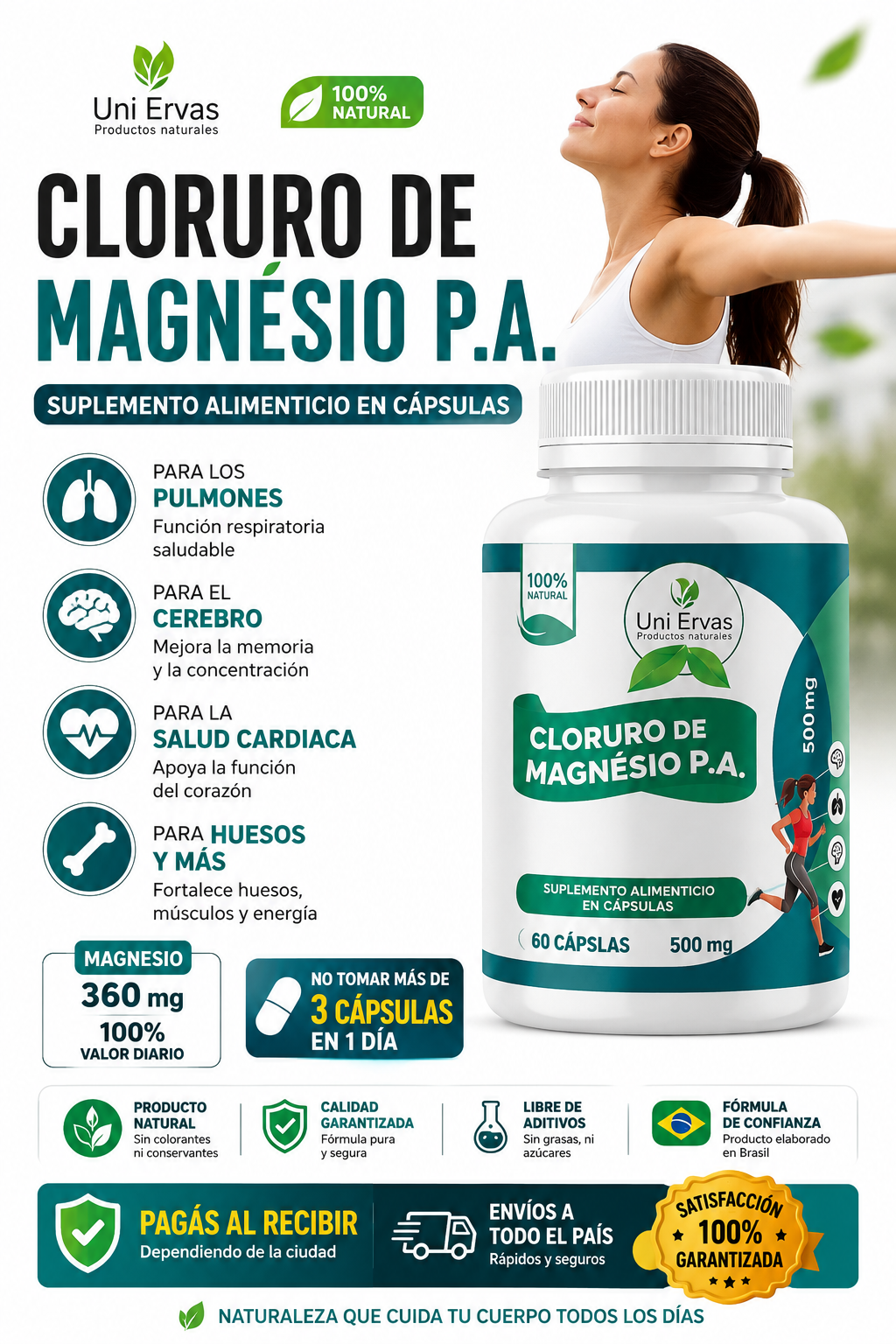 Cloruro de Magnesio P.A. Uni Ervas &ndash; 60 C&aacute;psulas