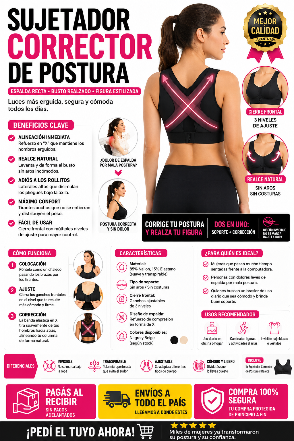 Sujetador Corrector de Postura y Realce