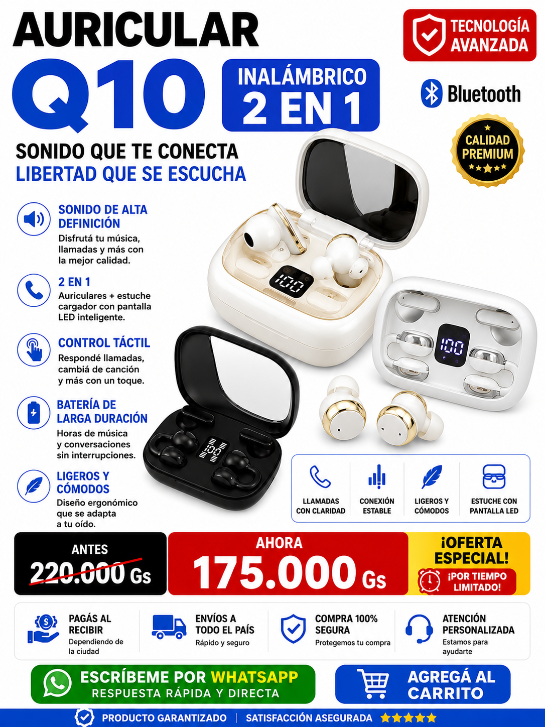Auriculares Inal&aacute;mbricos Q10