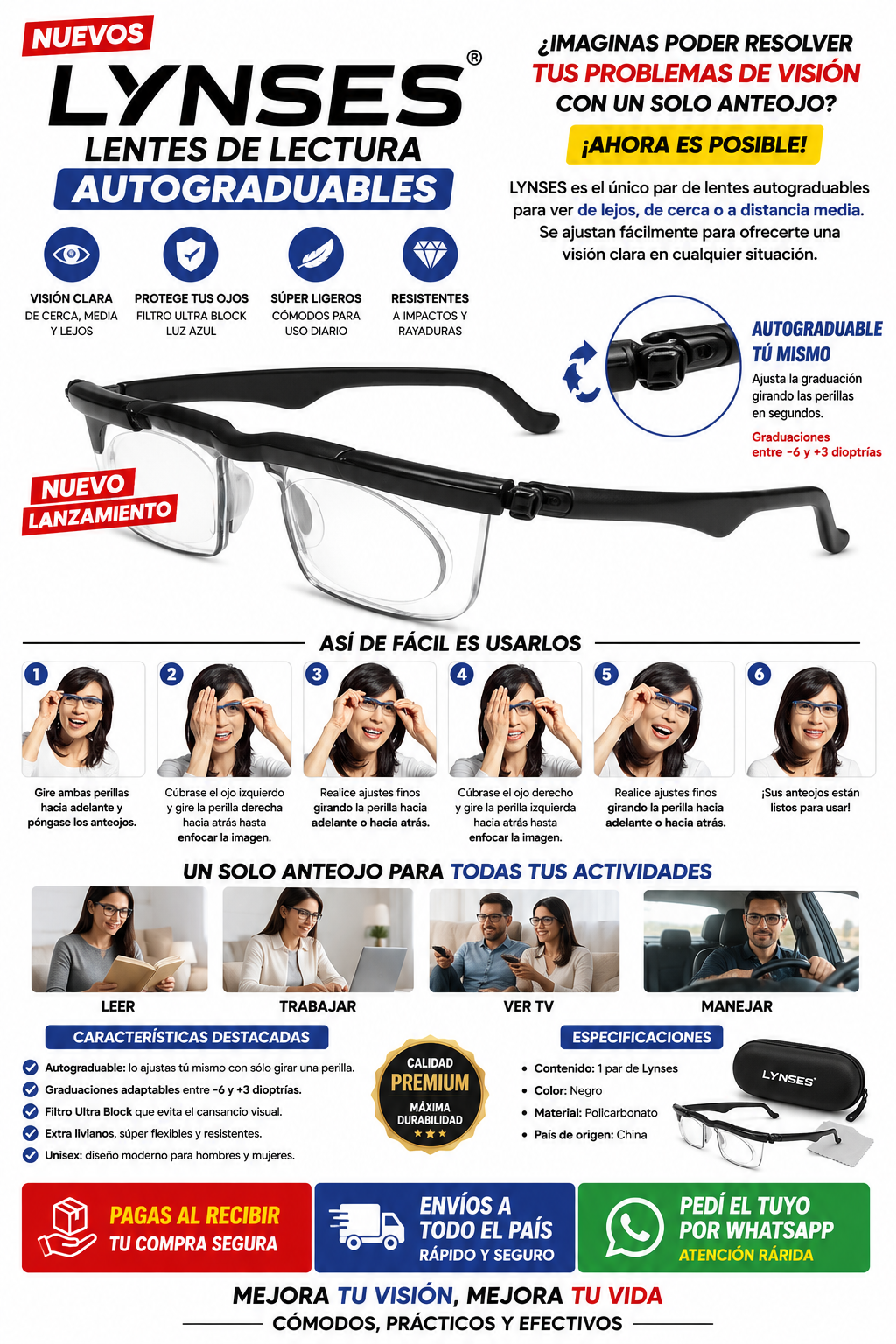 Lentes de Lectura Autograduables Lynses