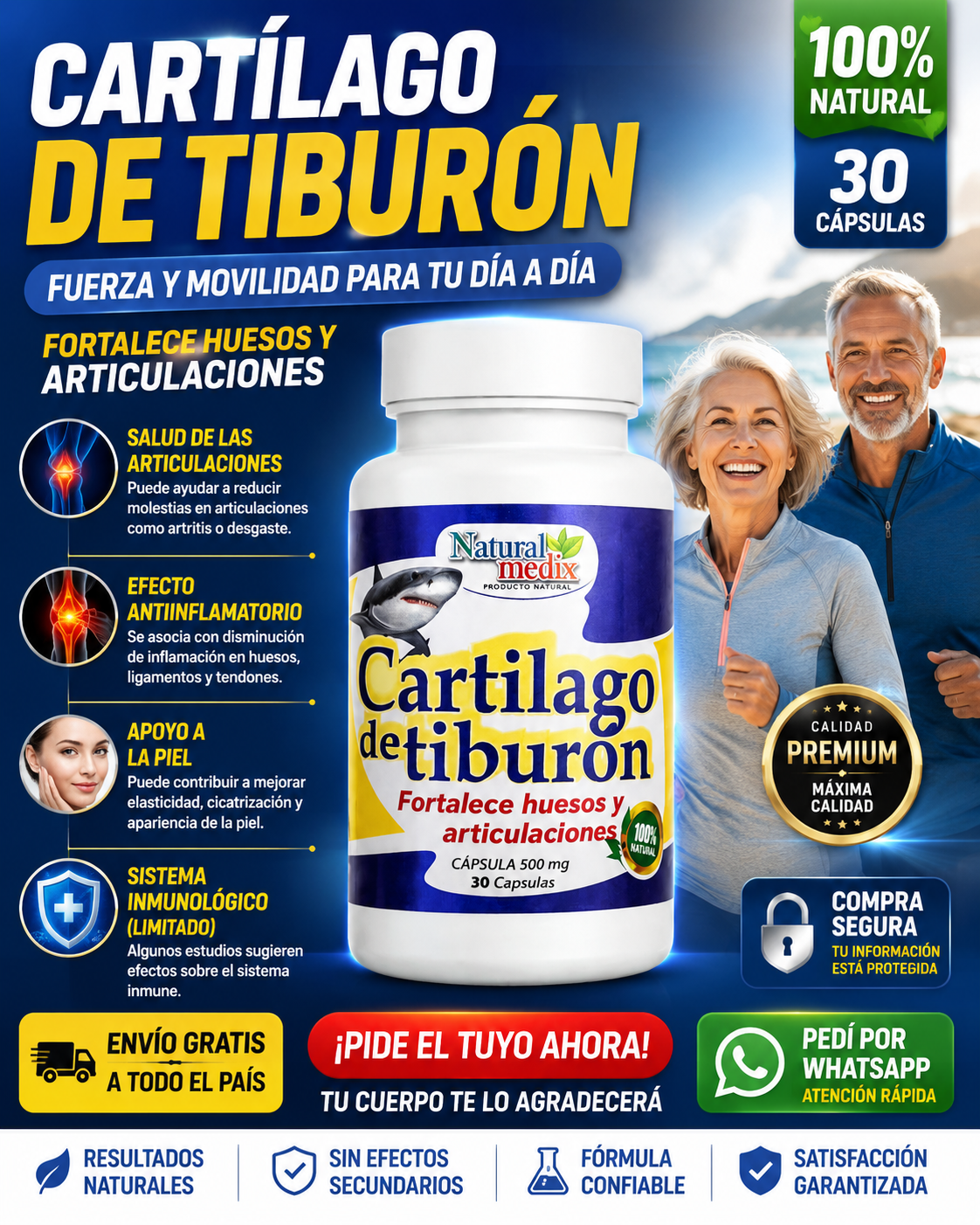 Cart&iacute;lago de Tibur&oacute;n Natural &ndash; 30 C&aacute;psulas